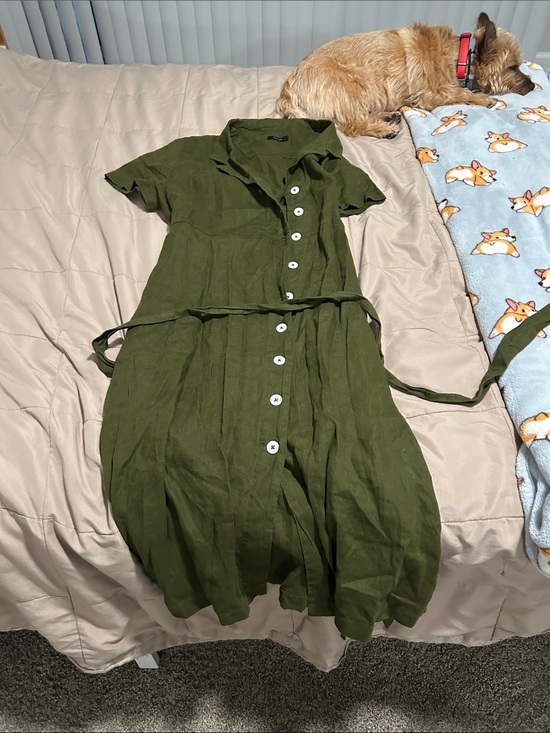 Quince Dresses & Skirts - Quince Olive Green Button-Down Midi Dress
